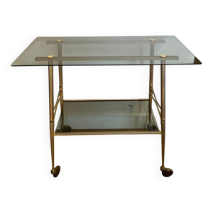 Desserte laiton et verre - roulettes