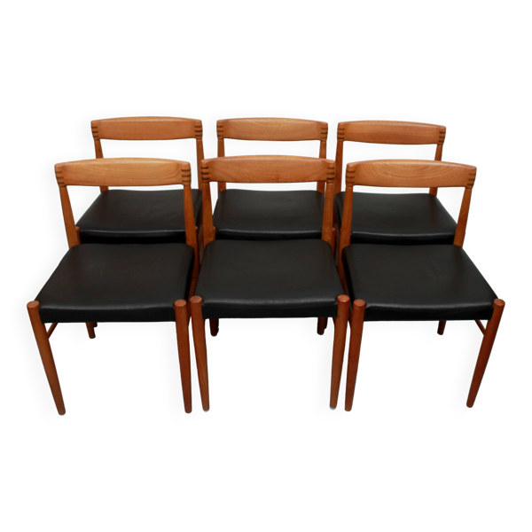 Lot de 6 chaises de salle à manger en teck, HW Klein pour Bramin