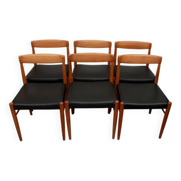 Lot de 6 chaises de salle à manger en teck, HW Klein pour Bramin