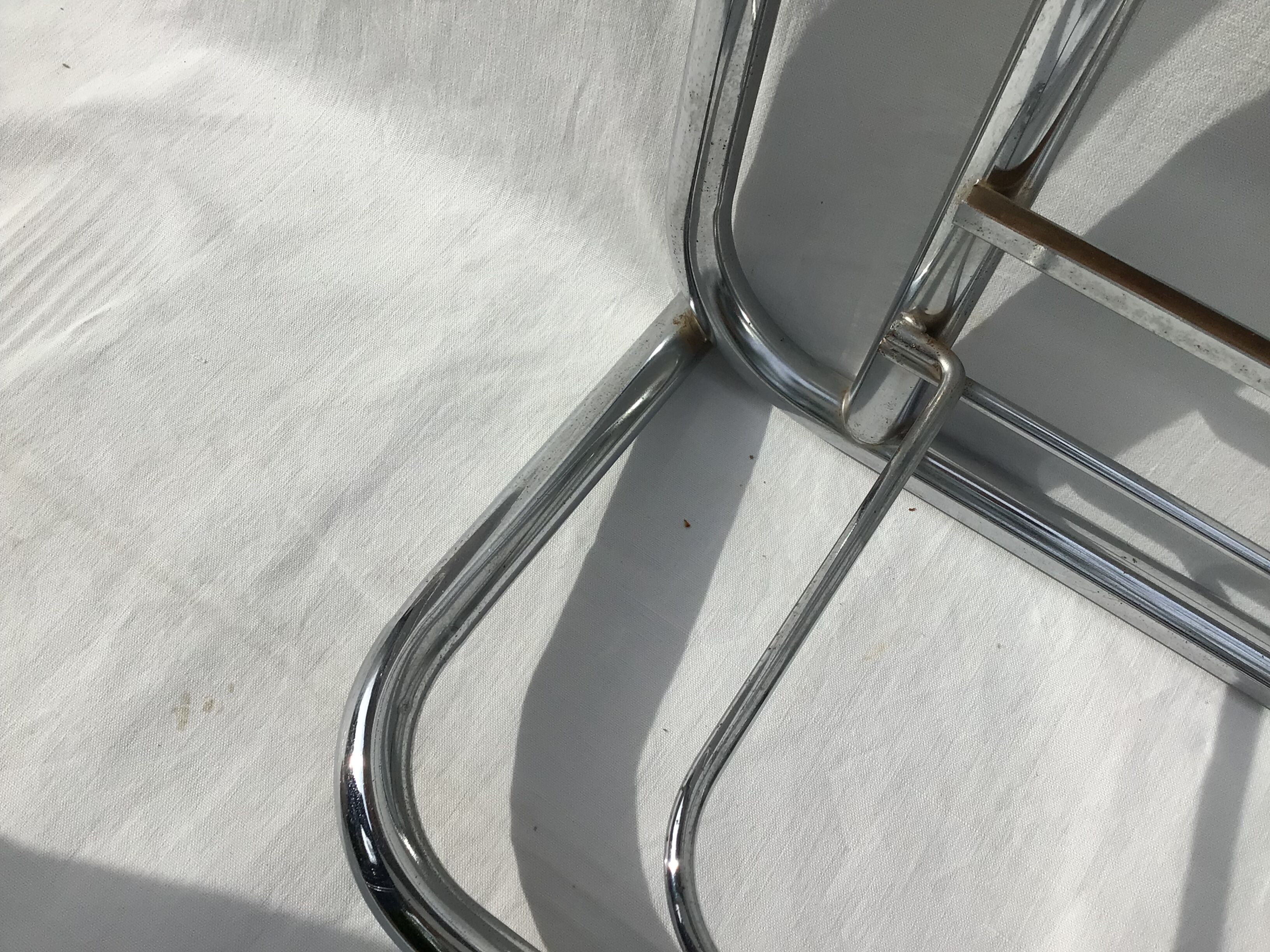 Chrome tubular cloakroom coat rack