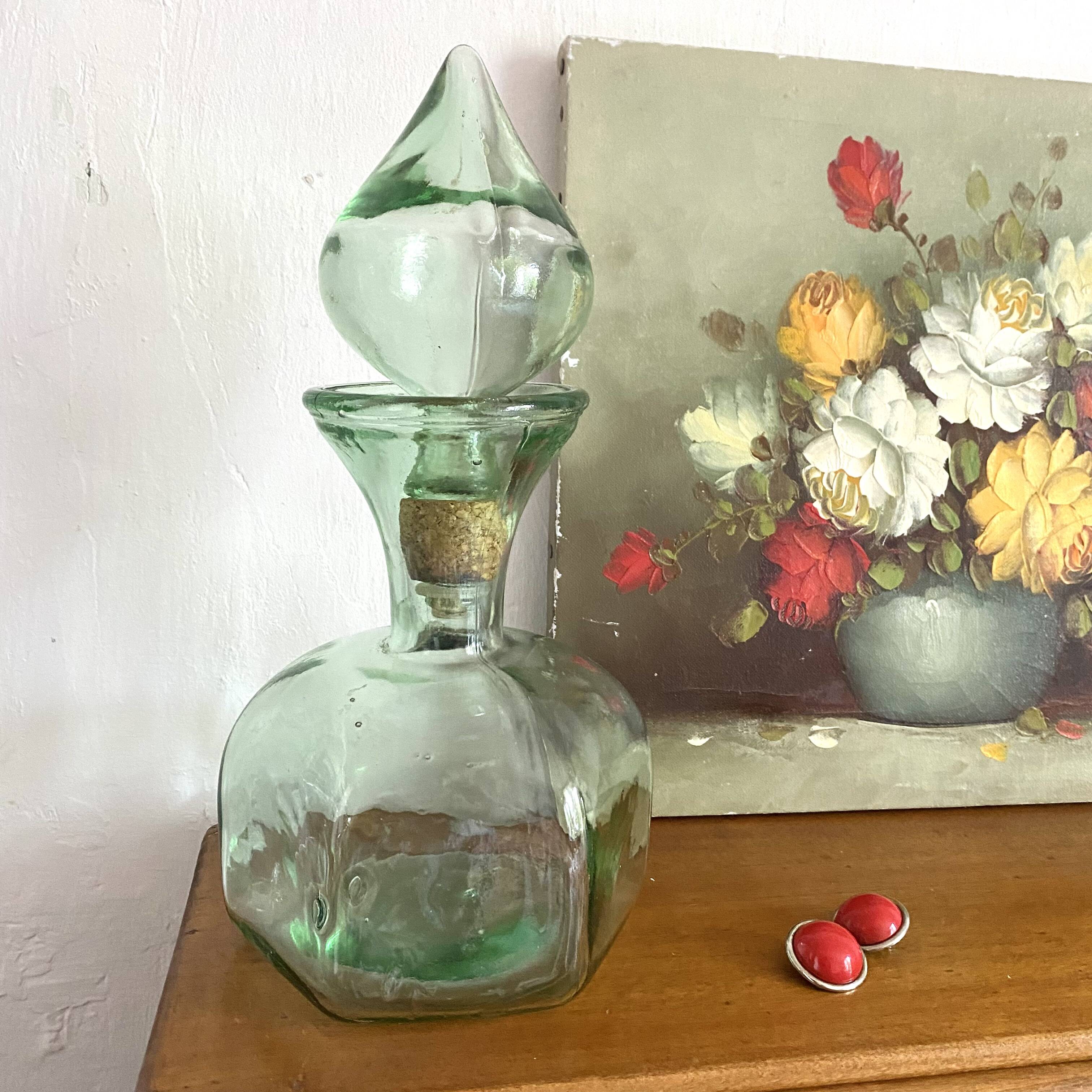 Vintage carafe in light green glass