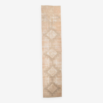 Tapis de couloir vintage beige oriental 3 x 12, 80 x 382 cm