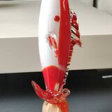 Soliflore Vase/Swordfish Fish Figurine in Murano Italy blown art glass. High 29 cm