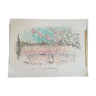 Art print on arches sheet - 48 x 65 cm, signed, apple trees in bloom