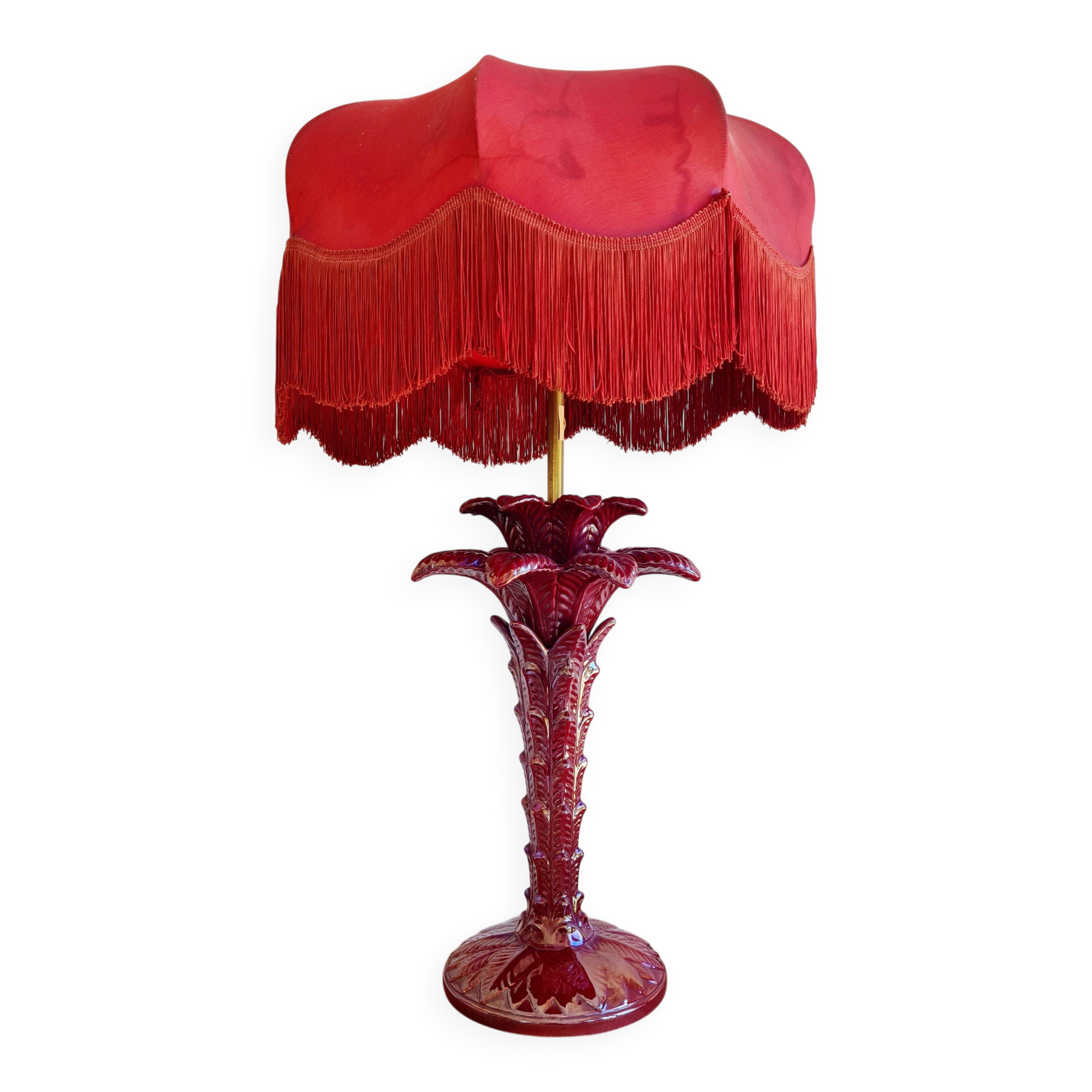 Antique red palm tree lamp, Italian design, 70s
