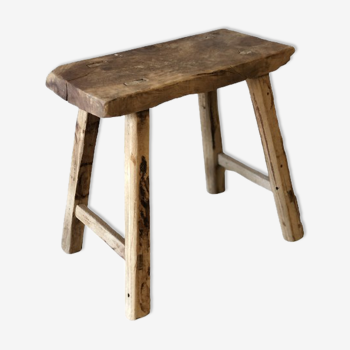 Tabouret en bois ancien d'orme