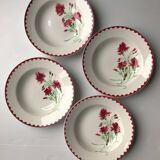 Lot de 4 assiettescreuses Digoin Sarreguemines modèle œillets