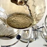 Large chrome and smoked glass chandelier 1970