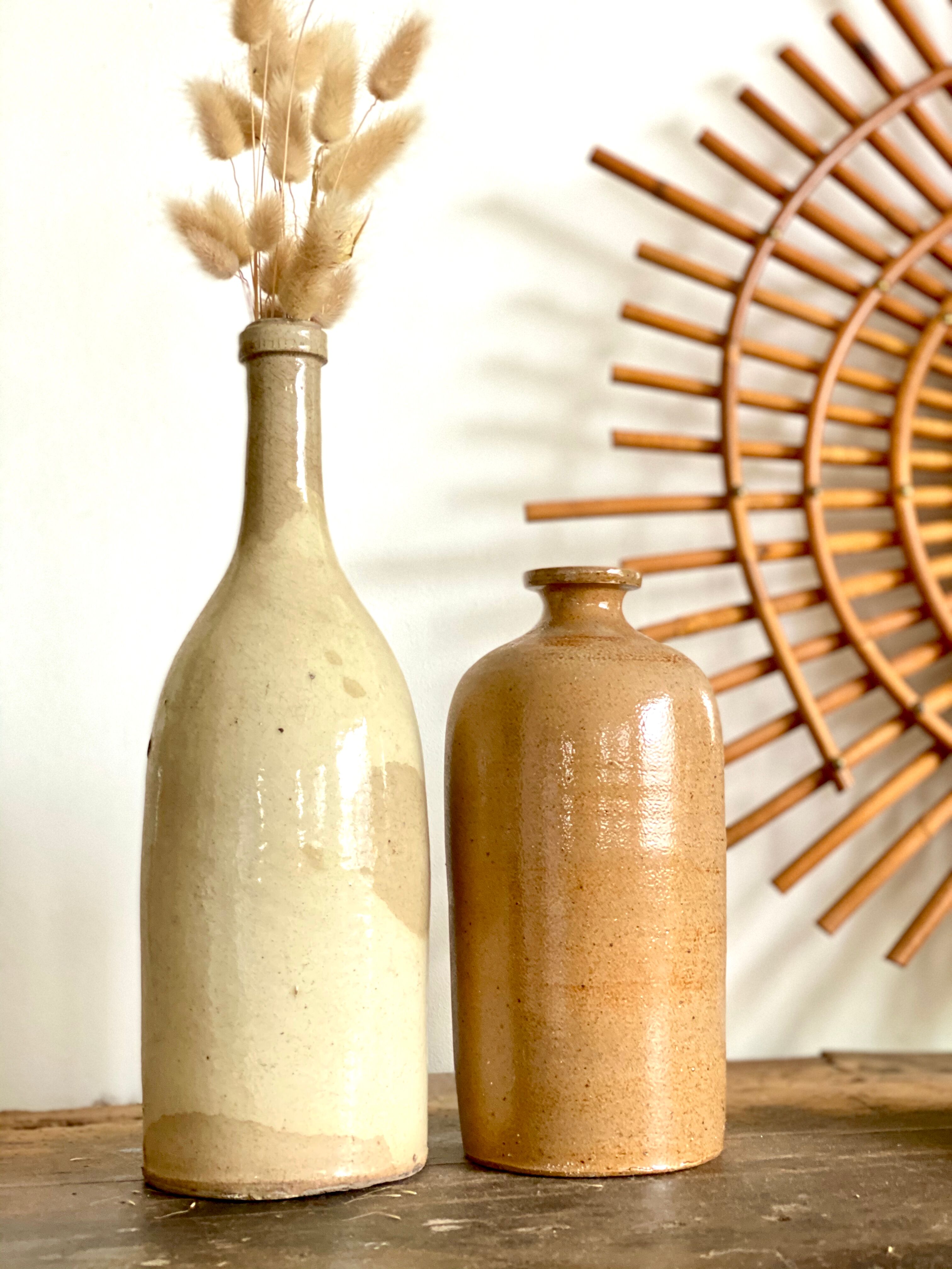 Lot de 4 bouteilles en grès vintage
