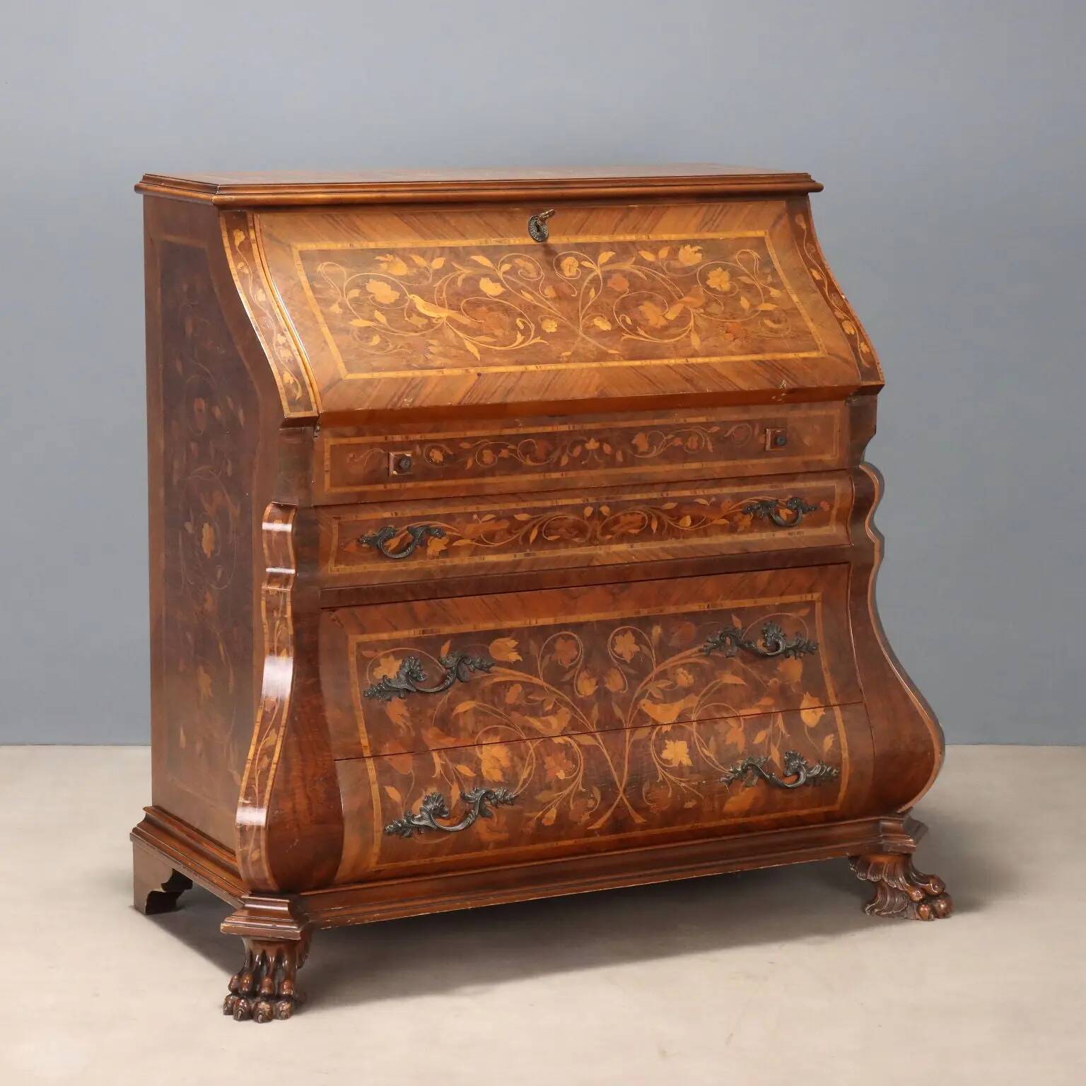 Dutch style desk with floral inlays