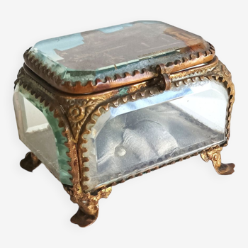 Coffret boîte à bijoux verre biseauté XIXe
