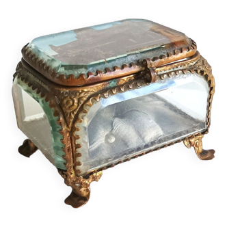 19th century beveled glass jewelry box