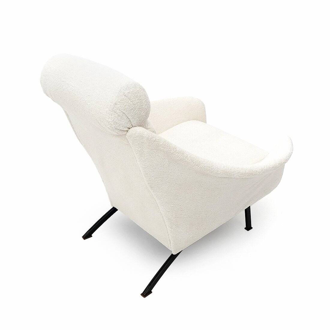 Pair of white boucle armchairs, 1950s, set of 2