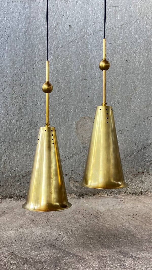 Paire de suspensions laiton, Norvège, 1950s