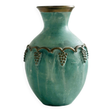 Small brass vase, grape cluster decoration
