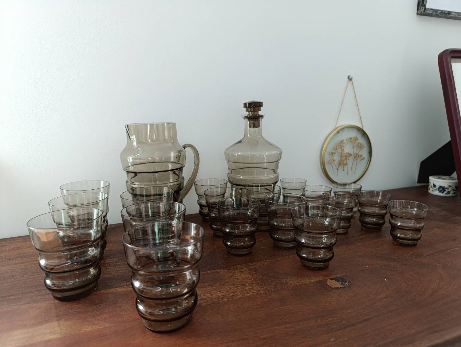 Service à Boisson Vintage Prestige XL - Verre Fumé Ambré Années 60/70