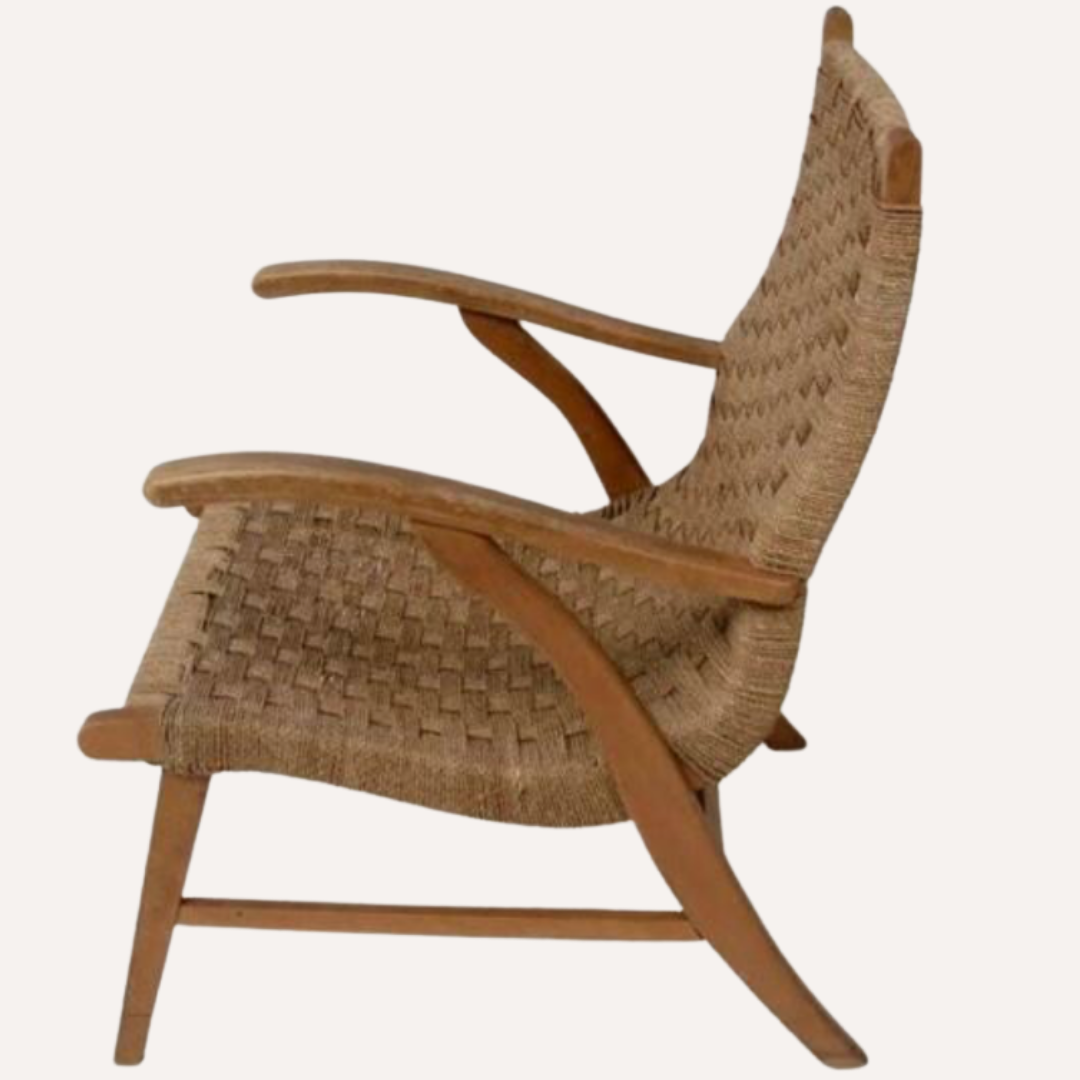 Rope cord rush armchair by Bas van Pelt for Vroom & Dreesman, ca 1950s