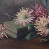 Old painting Still Life with Dalhias