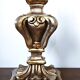 Florentine lamp in carved wood, gold leaf, silk shade.