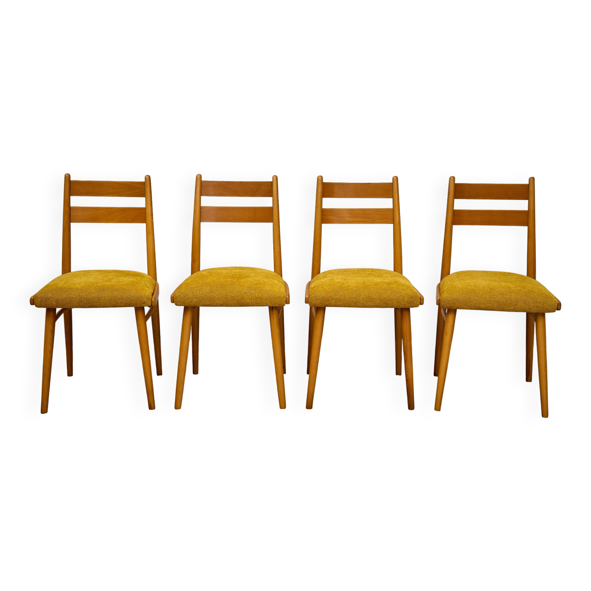 Vintage beech dining chairs - set of 4