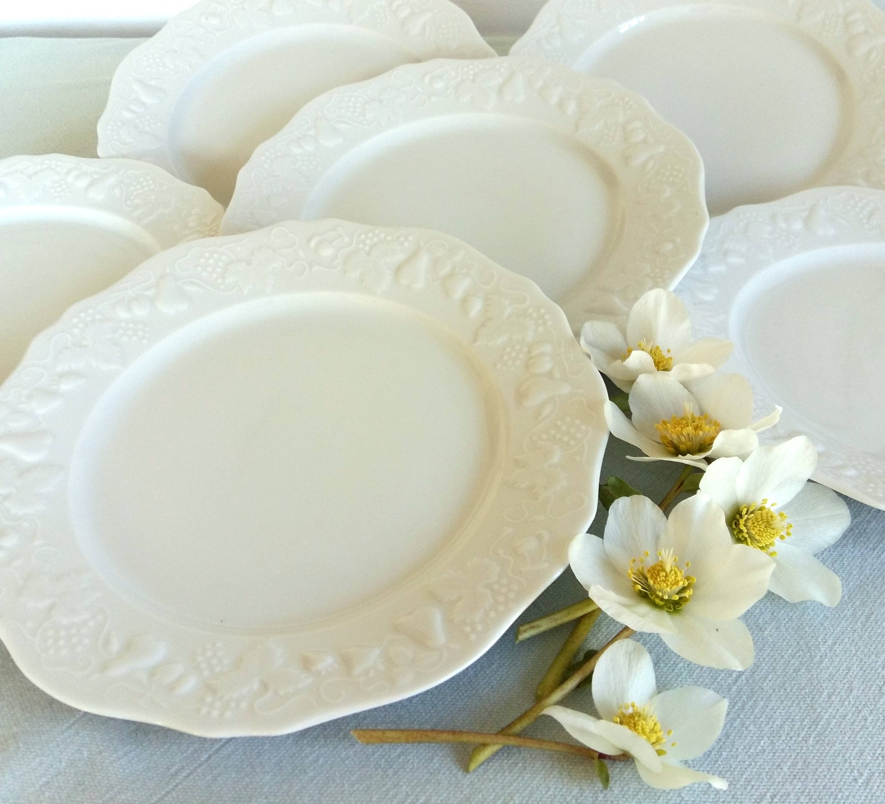 SIX Limoges Dinner Plates.  White Limoges Porcelain Plates.