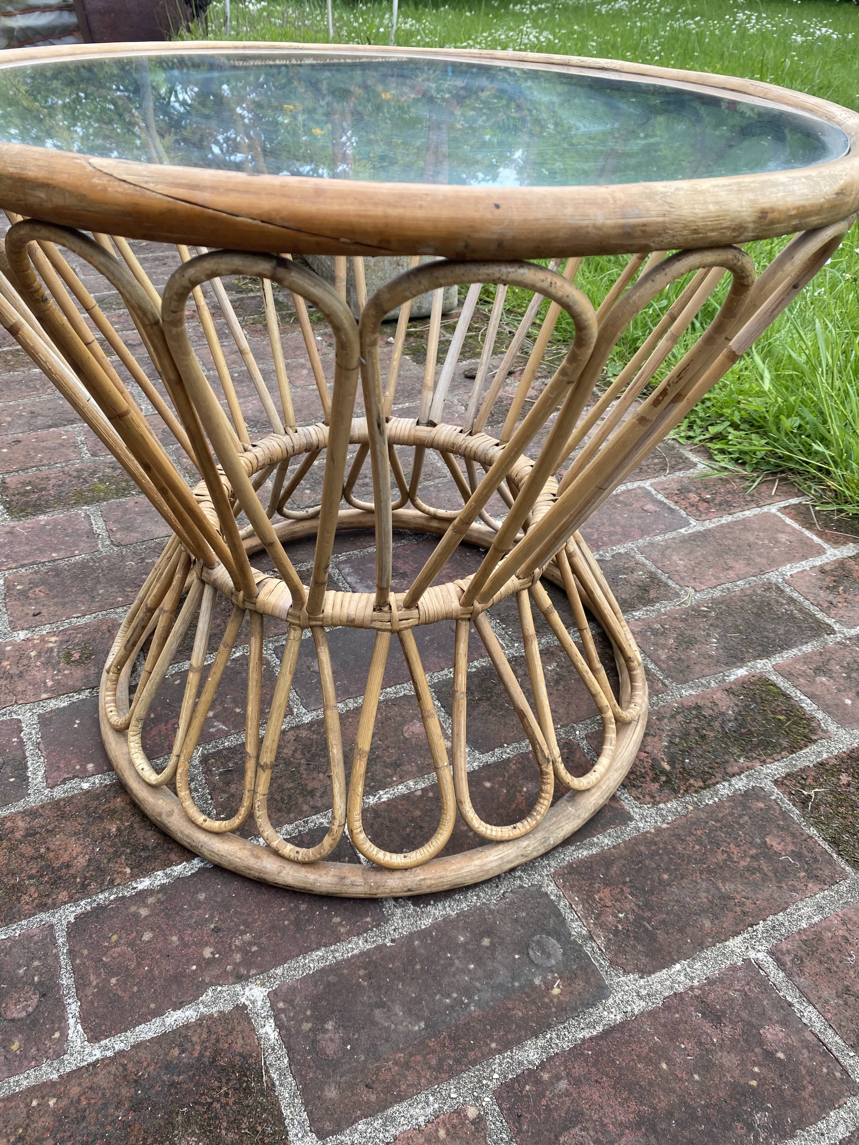 Rattan coffee table and glass top