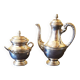 19th century teapot and sugar bowl. Silver metal hallmark.