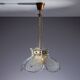 Swedish pendant with glass leaf shades and a center shade of amber coloured
