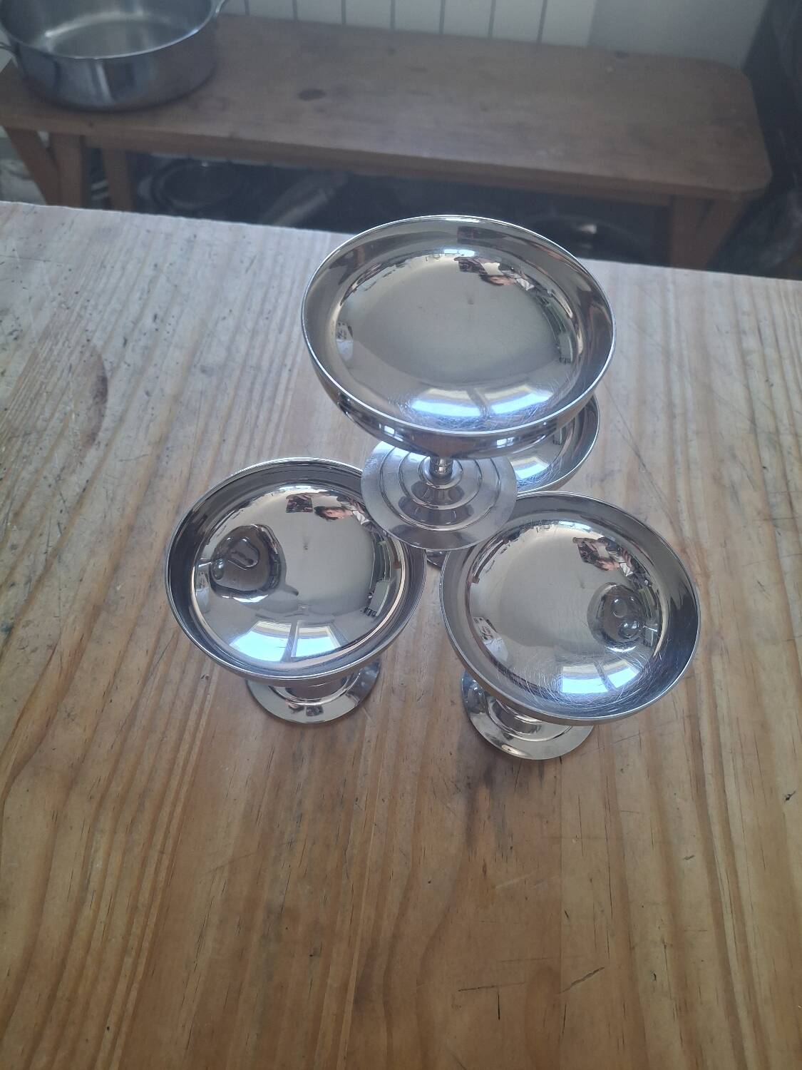 4 Stainless Steel Coupes Letang & Remy 18-10 – Elegant Vintage Style