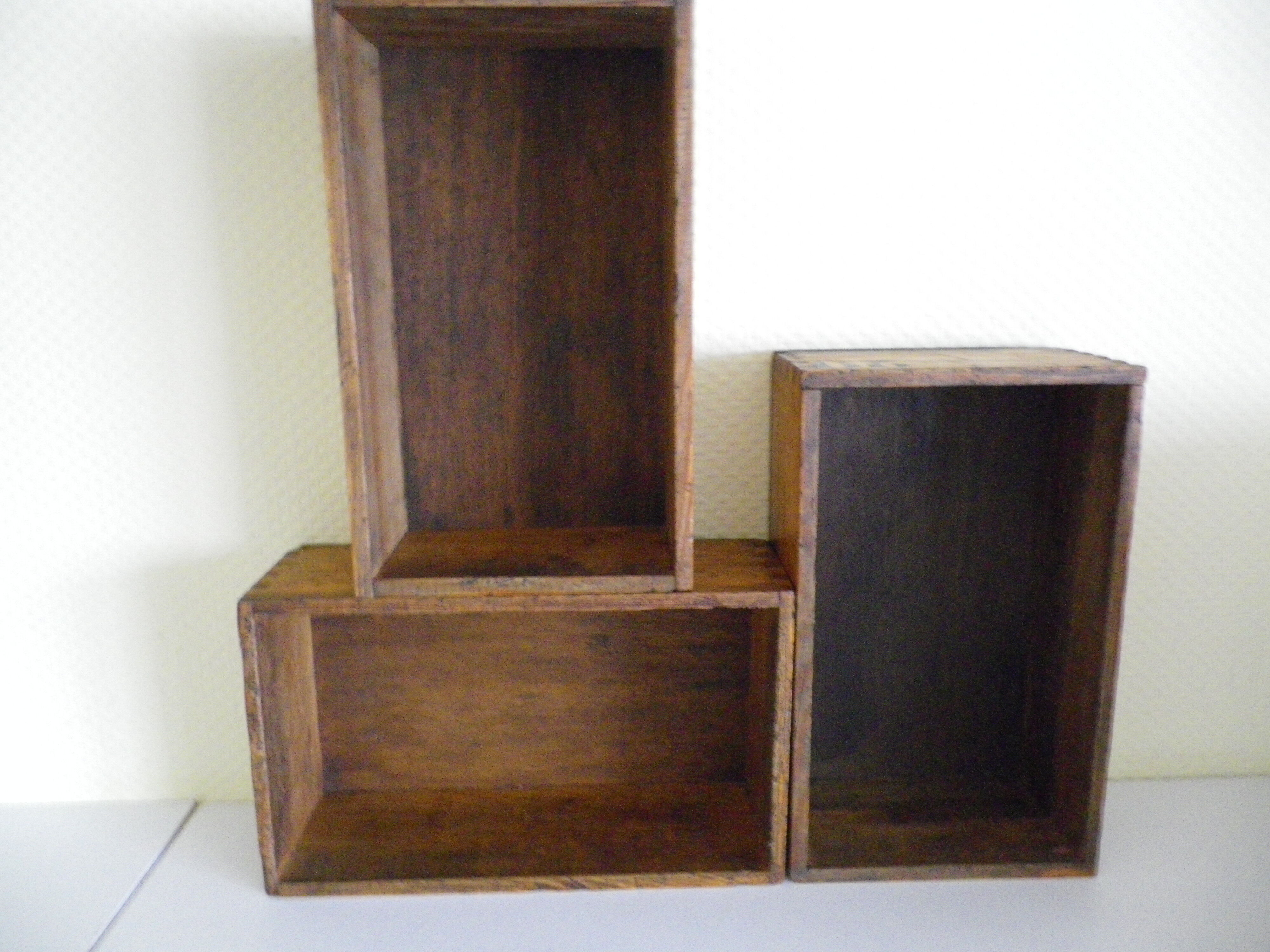 Old lockers wooden tenon mortise Assembly numbered 29,30,36 - 1950s - set of 3