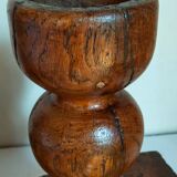 Pair of old brutalist turned solid wood candlesticks