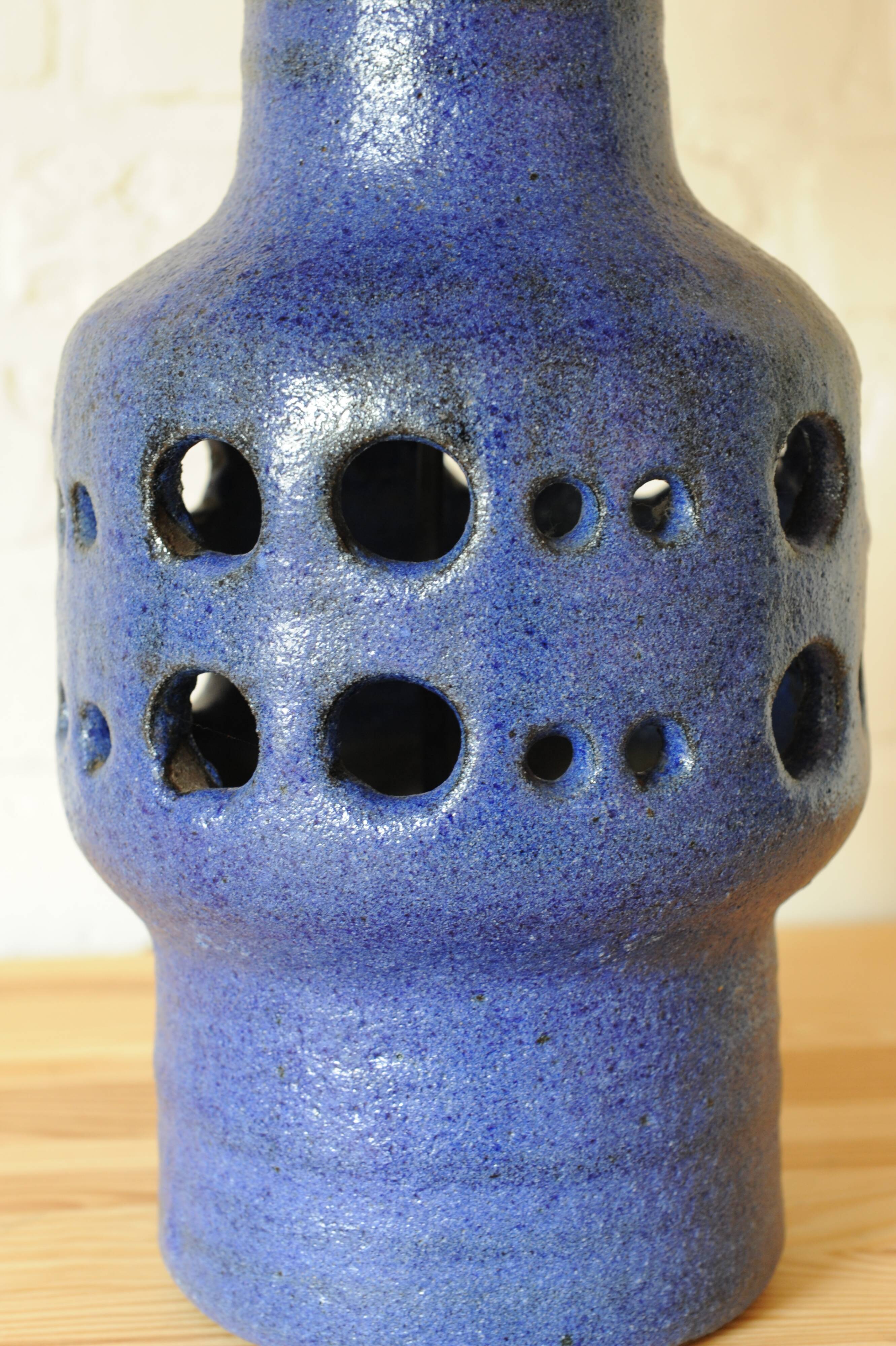 Vintage ceramic table lamp with new handmade lampshade with original vintage fabric