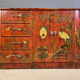 Vintage red chinoiserie cabinet, 1970s
