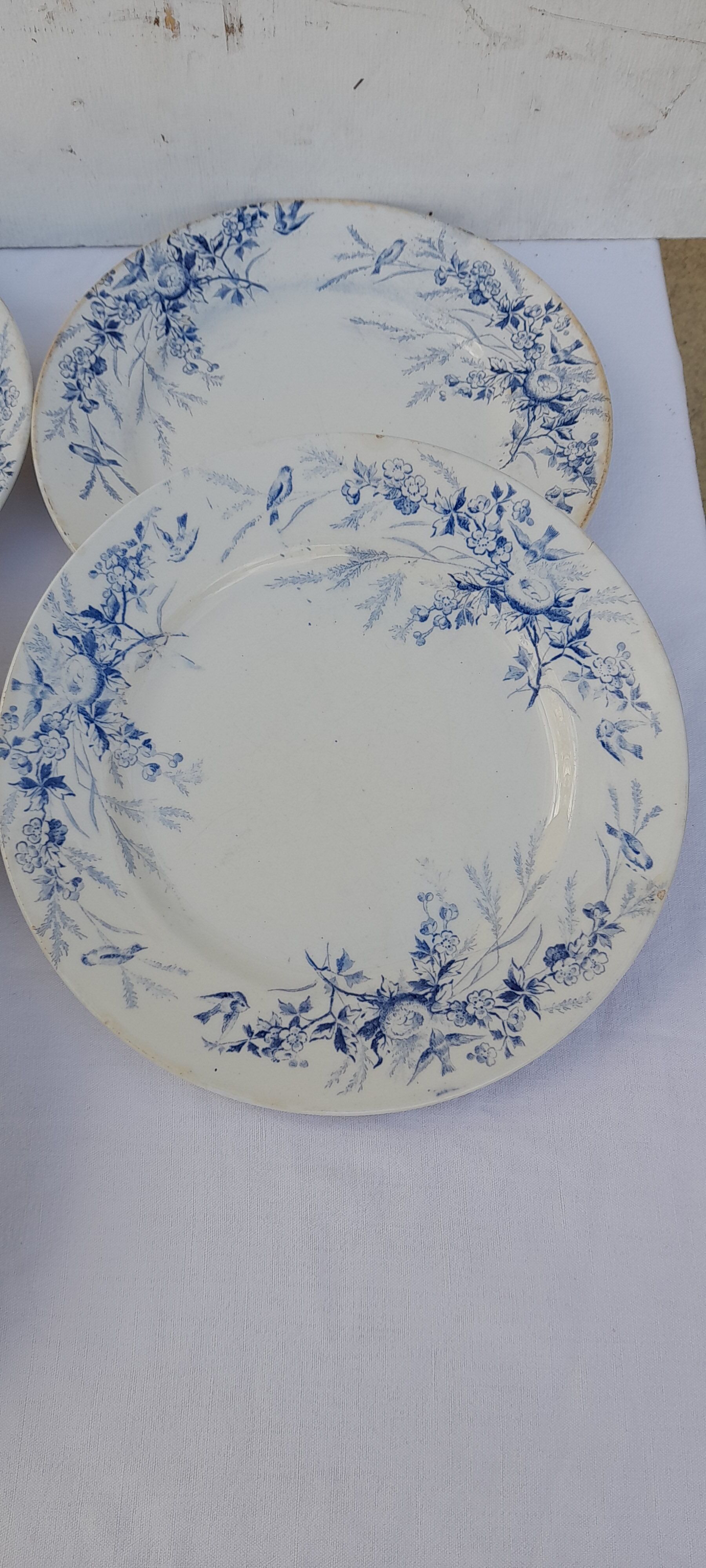 8 flat earthenware plates Creil and Montereau late nineteenth diam 23 cm