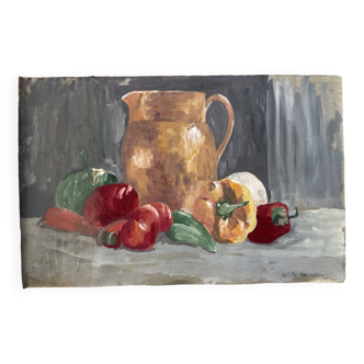 Nature morte sur papier signée Alice Renoir