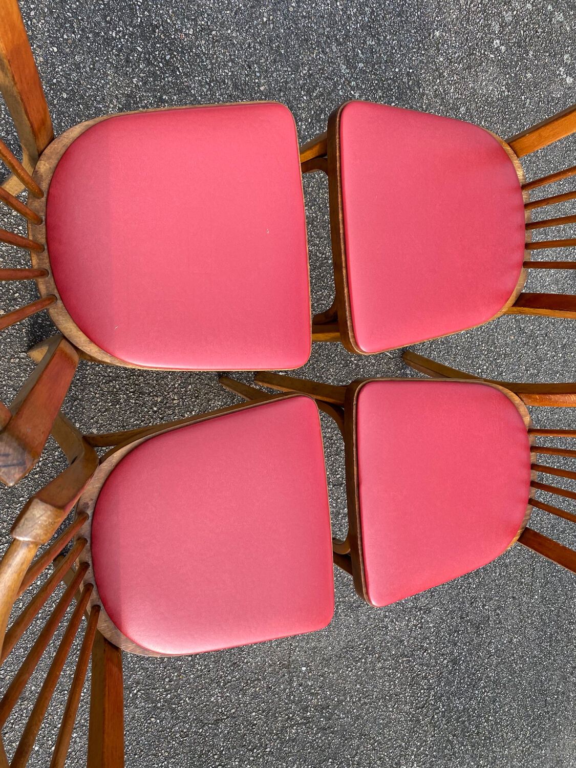 Set of 4 red baumann chairs