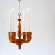 Rustic wooden pendant chandelier candleholder from Smålandsslöjd, Sweden, 1975