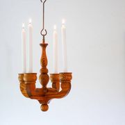 Rustic wooden pendant chandelier candleholder from Smålandsslöjd, Sweden, 1975