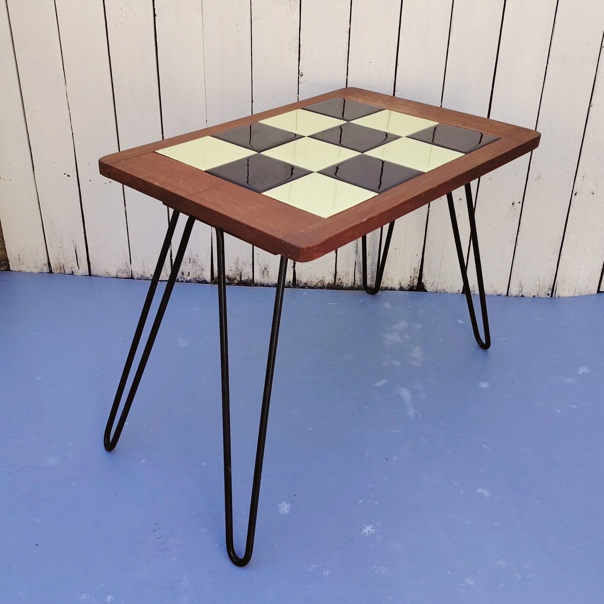 Folding side table, 50s design, trumpet legs, vintage