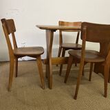 Ensemble table et 4 chaises en bois vintage