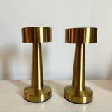 Duo of golden touch lamps