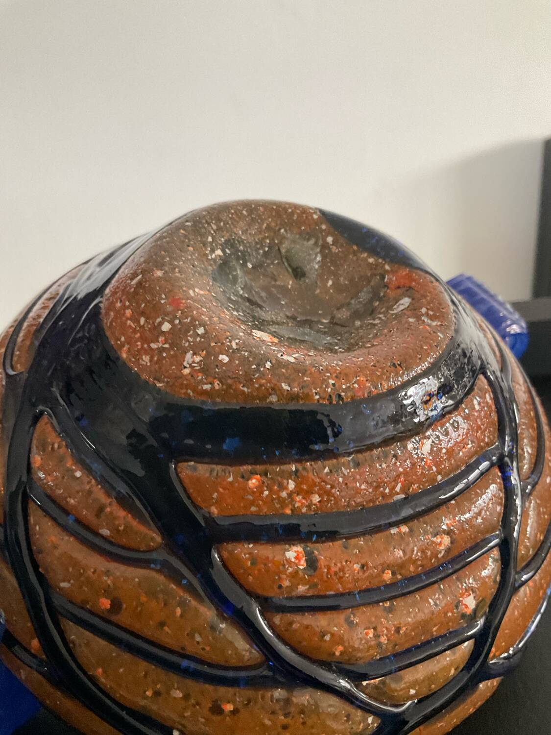 Vintage glass paste vase with handles