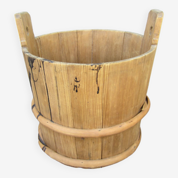 Rustic Scandinavian wooden bucket from the 19th century