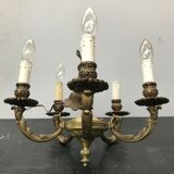 Old bronze chandelier with 5 arms of light