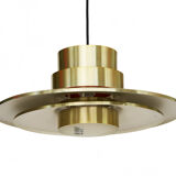 Brass coloured aluminium pendant light from Lyskaer. Denmark 1970s