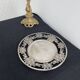 Vintage, round dish, silver metal, stylized leaf and rose decoration, French work, France