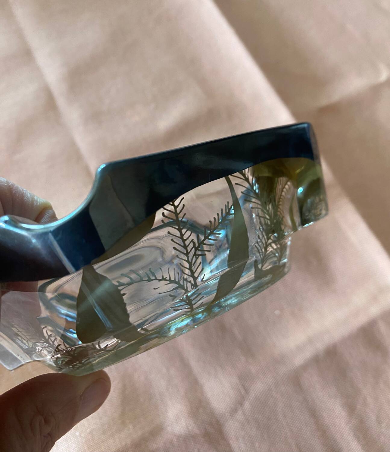 Glass and silver ashtray