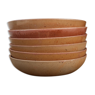 6 assiettes creuses en grès