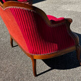 Louis XV style canapé in moulded wood – red velvet fabric – 19th century
