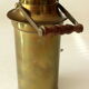 Decorative brass and glass oil lamp, wind light with wooden handle, vintage from the 1970s